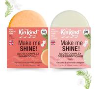 KinKind Ensemble shampoing et après-shampoing Make me Shine ! Barre de shampooing et après-shampoing à l'acide glycolique et aux algues avec complexe glycolique brillant pour cheveux ternes et colorés