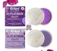 KinKind Shampooing solide violet My PLATINUM touch et revitalisant solide violet. Jusqu'à 50 lavages. Coffret d'essentiels de voyage avec 2 boîtes de shampooing solide de voyage