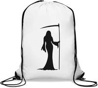 Kinky Grim Reaper Art Sac de gym décontracté avec cordon de serrage Blanc, blanc, Taille unique