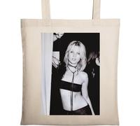 Kinky Seductive Girl Pop Art Acteur Chanteur Célèbre Star Modèle Attaché Collier Ras du Cou Chaîne Naturel Ecologique Coton Tote Bag Beige