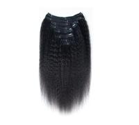 Kinky Straight Clip in Hair Extensions for Black Women Brazilian Virgin Yaki Straight Extensions 8Pcs Double Lace Weft Installation et enlèvement faciles(22inches)