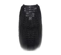 Kinky Straight Clip ins 8Pcs 120g 14-26 Inch in Hair Extensions Real Human Yaki Clipins for Black Women Full Head Brazilian Remy Double Weft 18 Clips Wear and Go(22inches)