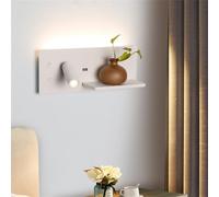 KINLAMS Applique Murale à Chargement Sans Fil, Rotative USB Pour Chambre à Coucher, Lampe De Lecture, Interrupteur D'étude, Applique Pour Rénovation Intérieure D'Hôtel (Blanc Sans fil gauche)
