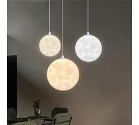 KINLAMS Lustre LED Lune Suspension Nordique Luminaire Moderne pour Restaurant Chambre Salon Cuisine Luminaire Décoratif Lampe De Chevet Boutique Maison Étude Lustre Montage au Plafond Lampe (20cm)
