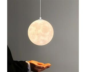 KINLAMS Lustre LED Lune Suspension Nordique Luminaire Moderne pour Restaurant Chambre Salon Cuisine Luminaire Décoratif Lampe De Chevet Boutique Maison Étude Lustre Montage au Plafond Lampe (15cm)
