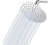 KINLIV Pomme de douche ronde chromée de 20,3 cm, entièrement en acier inoxydable avec 90 buses en silicone anti-obstruction, montage mural ou au plafond