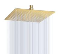 KINLIV SS304 Pommeau de douche à effet pluie Doré brossé 30,5 cm Design ultra fin 0,6 cm Haute pression cascade complète votre corps Remplacement parfait pour les pommeaux de douche modernes de salle