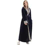 Kinloy Peignoir long en polaire super doux et confortable pour femme - Pour l'hiver et la détente, bleu marine, L
