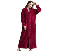 Kinloy Robe de chambre de luxe pleine longueur pour femme, robe d'hiver super douce, légère, vêtement de nuit de maternité, vêtement de détente, rose rouge, M 36-38 UK, Rouge, M