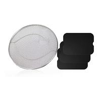 KINLYBO Bouclier anti-éclaboussures de rechange et 3 tapis de gril pour friteuse Ninja Foodi FG551, accessoires d'écran anti-éclaboussures en acier inoxydable pour barbecue d'intérieur Ninja Foodi Smart XL 6 en 1