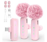 kinmaizi Mini microphone Lavalier sans fil pour appareils iPhone, iPad iOS, réduction du bruit, clip sur le micro, pour vidéo YouTube Tiktok, podcast Vlogging, rose