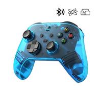 KINMRIS G6 Manette de Jeu Sans Fil, Manette Portable, 5 Modes, Manette de Jeu avec Boutons Personnalisables, Compatibilité Bluetooth & Multi-Plateforme (Bleu Translucide, Manette Portable)