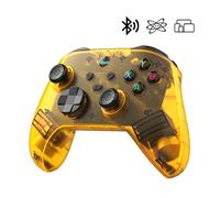 KINMRIS G6 Manette de Jeu Sans Fil, Manette Portable, 5 Modes, Manette de Jeu avec Boutons Personnalisables, Compatibilité Bluetooth & Multi-Plateforme (Jaune Translucide, Manette Portable)