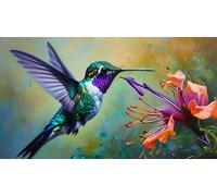 Kinntn Peinture Diamant Adulte, 5D Fleur Diamond Painting Complet, DIY Colibri Diamond Painting Adulte, Diamant Painting Strass Point de Croix Cristal Painting pour Murale Décoration Cadeaux 50x30cm