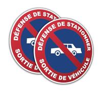 Kinoco 2 Panneaux Signalisation 'Défense de Stationner - Sortie de Véhicules' ⌀200 mm | PVC Rigide Adhésif 1 mm | Résistant aux Intempéries | Lot de 2 | Fabriqué en France