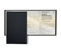 kinoco 3 Volets Format Européen 13,5 x 27 cm - Étui Carte Grise PVC Noir Intérieur Transparent - Protège Carte Grise, Permis, Assurance -Souple, Résistant, Marque Française