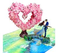 kinoco carte de mariage Carte Amour Félicitations Mariage Anniversaire Carte Pop Up 3D Romantique, Arbre de Cerisier en Fleurs, pour Mariage, Saint Valentin, Anniversaire (Type de coeur rose)