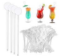 kinoco Touillettes Cocktail Réutilisables Bâtonnets Mélangeurs pour Cocktails, 80 Pièces, 18 cm, Plastique Transparent