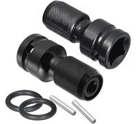 kinoco Tournevis Dynamométrique Adaptateur de Douille d'Impact 1/2 Pouce Carré à 1/4 Pouce Hexagonal, Convertisseur à Libération Rapide, Lot de 2, Noir