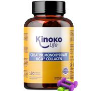 Kinoko Life Creatine Monohydrate 3000 mg avec UC-II Collagène 180 gélules. Monohydrate de Créatine Micronisée Pure. Creatine gélules pour Articulations et Musculation. Pre Workout, Preworkout