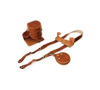 kinokoo Étui en cuir PU pour Fuji X-T2 X-T3 et objectif 18-135 mm et 10-24 mm, sac de rangement et bandoulière, marron, Long, Moderne
