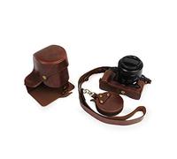 kinokoo Étui en cuir PU pour Fuji X-T2 X-T3 et objectif 18-135 mm et 10-24 mm, sac de rangement et bandoulière, café, Long, Moderne