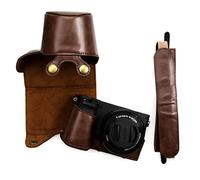 kinokoo Housse pour Sony A6400, étui de Protection en Cuir PU Compatible avec appareils Photo numériques Sony Alpha 6400, A6100, A6000 et A6300 avec Objectif 16-50 mm et bandoulière réglable - Café