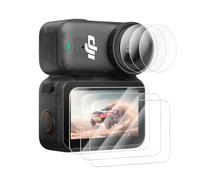 kinokoo Lot de 3 + 3 films de protection d'écran pour appareil photo d'action Dji Osmo Nano 0,25 mm Dureté 9H Film en verre trempé transparent avec film en TPU souple Anti-rayures et sans bulles