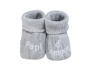 Kinousses - 1500 - 1 paire de chausson (papi d'amour)- bébé - Gris - Taille unique (0-1 mois)