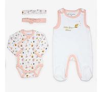 KINOUSSES - Ensemble Naissance"Fleur d'Amour" - 4 Pièces (Salopette, Body et 2 Bandeaux) - Velours - Fille - 3 mois