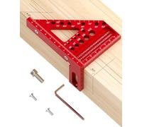 Kinreecell 3D Equerre de charpentier Outil de mesure, marquage des angles 22,5°-90°, alliage d'aluminium de haute précision Outil de mesure pour les menuisiers, les ingénieurs concepteurs