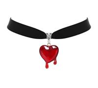 Kinretixia Collier ras-du-cou avec cœur sanglant, Y2k, velours noir, pendentif cœur rouge, bijoux vampire, cadeau pour femmes Accessoires Halloween Accessoires Carnaval