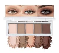 Kinretixia Palette de Fards à Paupières Nude-Brun Neutre, 5 Teintes Froides Mattes - Blanc Cassé, Beige, Brun Clair à Foncé - Finition Veloutée, Longue Tenue, Naturel
