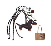 Kinretixia Porte-clés de chien saucisse en cuir artificiel, porte-clés d'amour pour anniversaire, joli sac Y2K pour femme, accessoire esthétique pour sac à dos, voiture