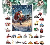 kinrguiyuez Calendrier de Noël compte à rebours, 24 boîtes de l'Avent de Noël - Ornement 2D en acrylique motif Père Noël Transportation Pendentif Bas de Noël pour cour porte d'entrée de maison