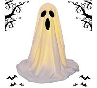 kinrguiyuez Décorations fantômes - Fantôme de jardin avec guirlande lumineuse - Ornement de table, décorations d'Halloween pour intérieur ou extérieur, cour, cheminée, mur, porche, porte de maison