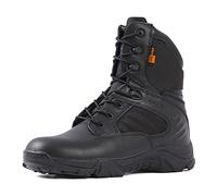 KINROCO Bottes de Combat Tactiques pour Hommes avec Fermeture éclair Latérale Extérieur Imperméable Bottines Patrouille de Travail Militaire(Size:41 EU,Color:Noir)