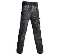 KINROCO Pantalon Tactique Homme Ripstop Multi-Poches Pantalon de Combat Cargo Airsoft Militaire Poids Léger(Size:40W,Color:Python Noir)