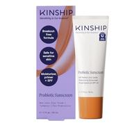 Kinship Crème solaire probiotique hydratante auto-réfléchissante pour le visage - Écran solaire minéral transparent à l'oxyde de zinc SPF 32 - Hydratant SPF sans danger pour les récifs pour une peau