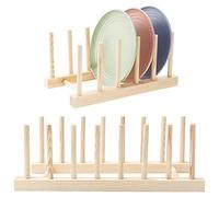 Kinsinder 2 Pcs Égoutoire Vaisselle Bambou, Support en Bambou pour Assiettes, Rangement Cuisine Egouttoir pour Bol de Rangement, Vaisselle, Tasses, CD, Livre (5 Fentes,7 Fentes)