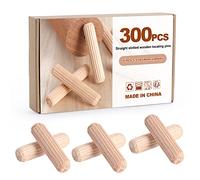 Kinsinder 300pcs Goujons Chevilles en Bois Dur Tourillons en Hêtre pour Projets D'artisanat de Meubles et Bricolage (8x30mm)