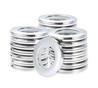 Kinsinder 32Pcs Anneaux à œillets Rideau Anneaux, Oeillets Rideaux à Clipser Plastique Diamètre Intérieur 40mm Anneaux de Bricolage pour Rideau de Fenêtre (Argenté Brillant)