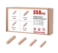 Kinsinder 350pcs Goujons Chevilles en Bois Dur Tourillons en Hêtre pour Projets D'artisanat de Meubles et Bricolage (Mixed Size)