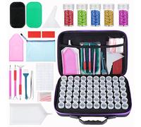Kinsinder Diamond Painting Accessoires Boite de Rangement, Diamond Painting Accessoires, 60 Emplacements Boite Rangement Diamond Painting avec Outils pour Adultes Enfants（Violet）