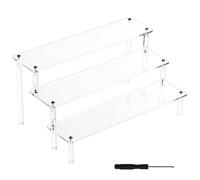 Kinsinder Présentoir en Acrylique Transparent à 3 Niveaux, Transparent Présentoir Marches pour Figurines, Jouets, Cupcakes, Aliments, Desserts