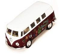 Kinsmart 1962 Volkswagen Classic Bus with Decals 1/32 Scale Die Cast Model Toy Car - Maroon