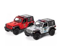 KINSMART - Jeep Wrangler Rubicon Off Road 4x4 5 pouces 1:34 Scale Die Model Model Replica Toy Car Set of 2 Police & Rescue Edition