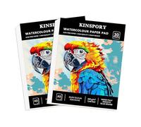 KINSPORY Bloc de Papier Aquarelle A5, 30 Feuilles, 300g/m² - 21 x 14,8 cm, Carnet de Papier Aquarelle, Relié par Collage, Blanc Naturel pour Aquarelle, Esquisses et Techniques Mixtes - Lot de 2