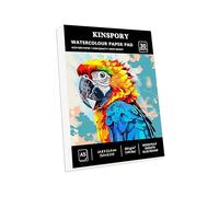 KINSPORY Bloc de Papier Aquarelle A5, 30 Feuilles, 300g/m² - 21 x 14,8 cm, Carnet de Papier Aquarelle, Relié par Collage, Blanc Naturel pour Aquarelle, Esquisses et Techniques Mixtes