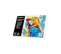 KINSPORY Bloc de Papier Aquarelle A6, 30 Feuilles, 300g/m² - 10,5 x 14,8 cm, Carnet de Papier Aquarelle, Relié par Collage, Blanc Naturel pour Aquarelle, Esquisses et Techniques Mixtes